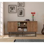 Hanah Home Consola Moderna e Industrial Nogal y Negro con Almacenamiento 140x72x36 cm